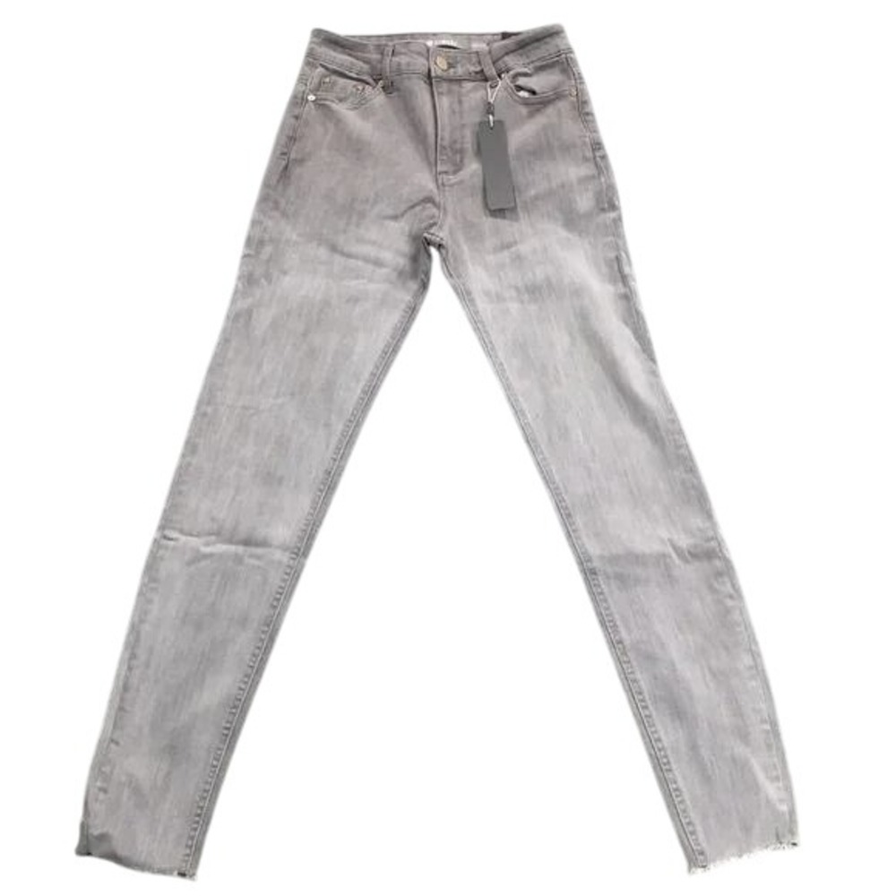Tractr Mona High Rise Jeans Slim Fit Frayed Hem Gray Women's 2/26  #7160‎
